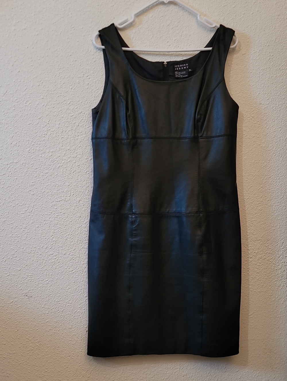 Spenser Jeremy Black Faux Leather Midi Sheath Dress